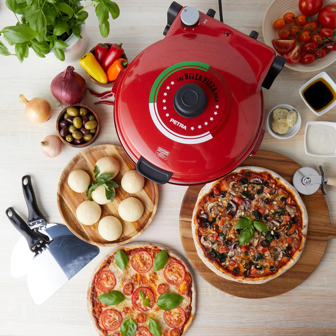 Petra PT5666VDE Elektrischer Pizzaofen - 1200W Drinnen Pizzabäcker, 5 Heizstufen, Schnelles Vorheize