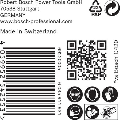 Bosch Accessories 50x Schleifpapier Expert C470 mit 6 Löchern (für Hartholz, Farbe auf Holz, Ø 150 m