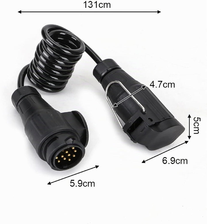 ColdShine 13-adriges Spiralkabel Anhängerkabel 1M Wohnmobil-Steckeradapter für Nutzfahrzeuge Auflieg