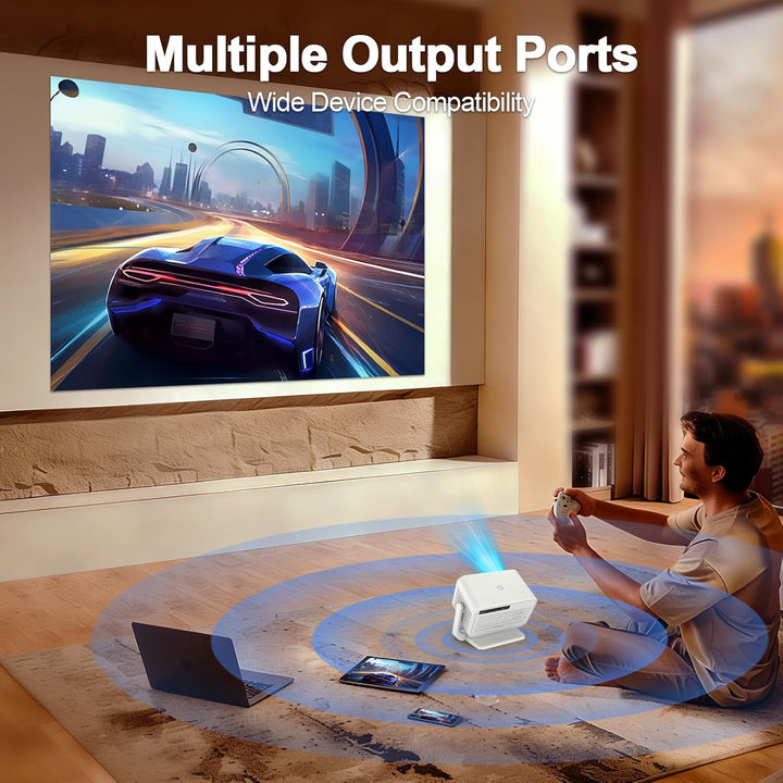 Mini Beamer 4K Unterstützung, Nativer 1080P, Tragbarer Smart Projektor mit WLAN und Bluetooth, Heimk