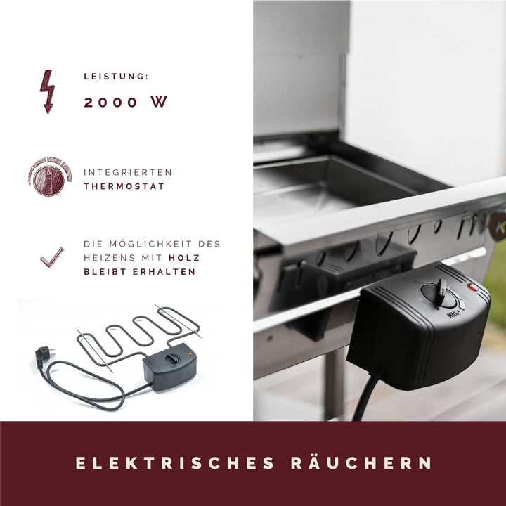 KAISER COMPANY Set '100' Hochwertiger Elektrischer Räucherofen/Räucherschrank aus Edelstah mit Heiss