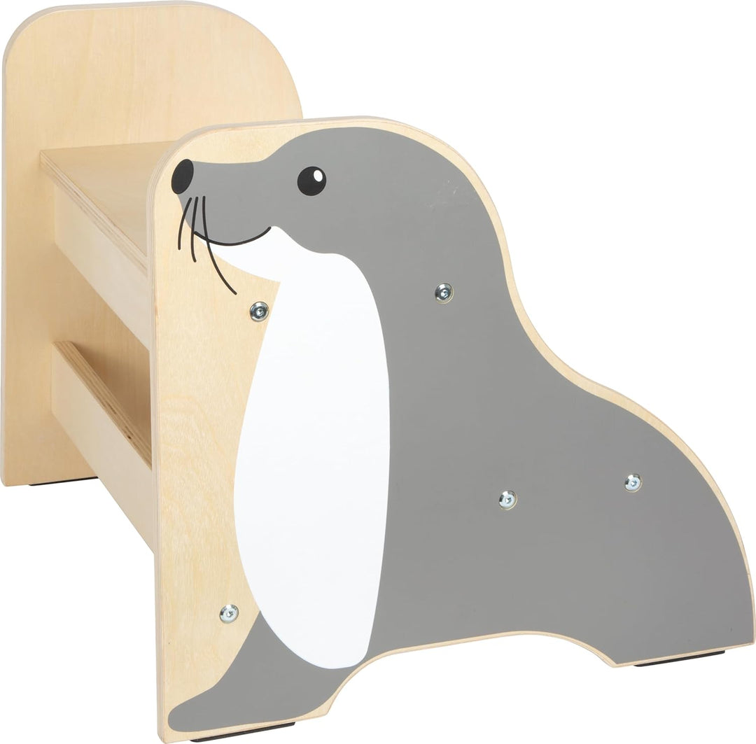 Small Foot Tritthocker Seehund „Wildlife“ aus Holz, Stabiler und Rutschfester Hocker im Seehund-Desi