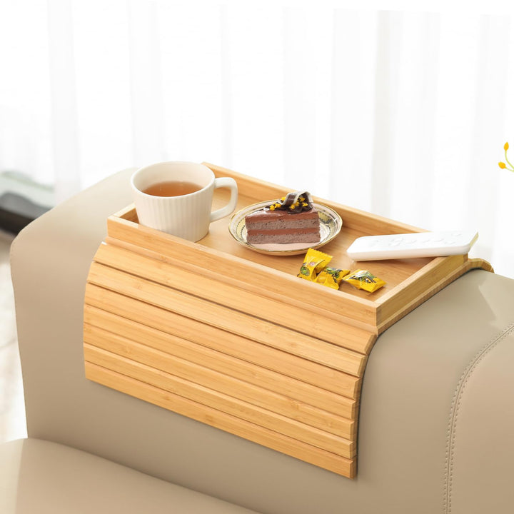 GEHE Natural Bamboo Sofa Armlehnenablage, Sofaablage Tisch für Couch, Sofa Armlehne Tablett Tisch An