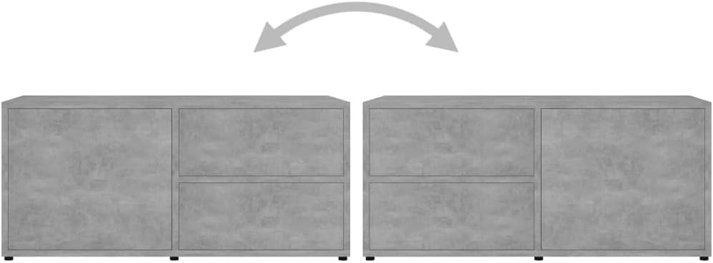 homiuse TV Board Betongrau 80x34x36 cm Holzwerkstoff Fernsehschrank Fernsehtisch TV Lowboard TV Komm