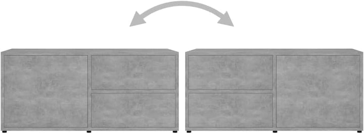 homiuse TV Board Betongrau 80x34x36 cm Holzwerkstoff Fernsehschrank Fernsehtisch TV Lowboard TV Komm