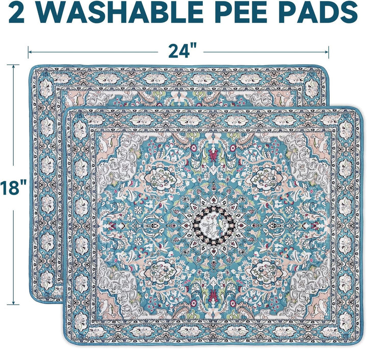 Washable Pee Pads for Dogs 2 Pack, 45 x 60cm Waterproof Non-Slip Reusable Puppy Pad with Fast Absorb