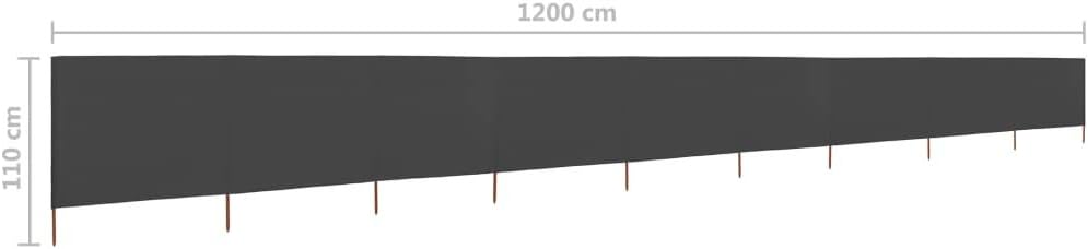 Rantry Windschutz, Strand-Windschutz für Camping, 9 Paneele, anthrazitgrauer Stoff, 1200 x 80 cm, Si