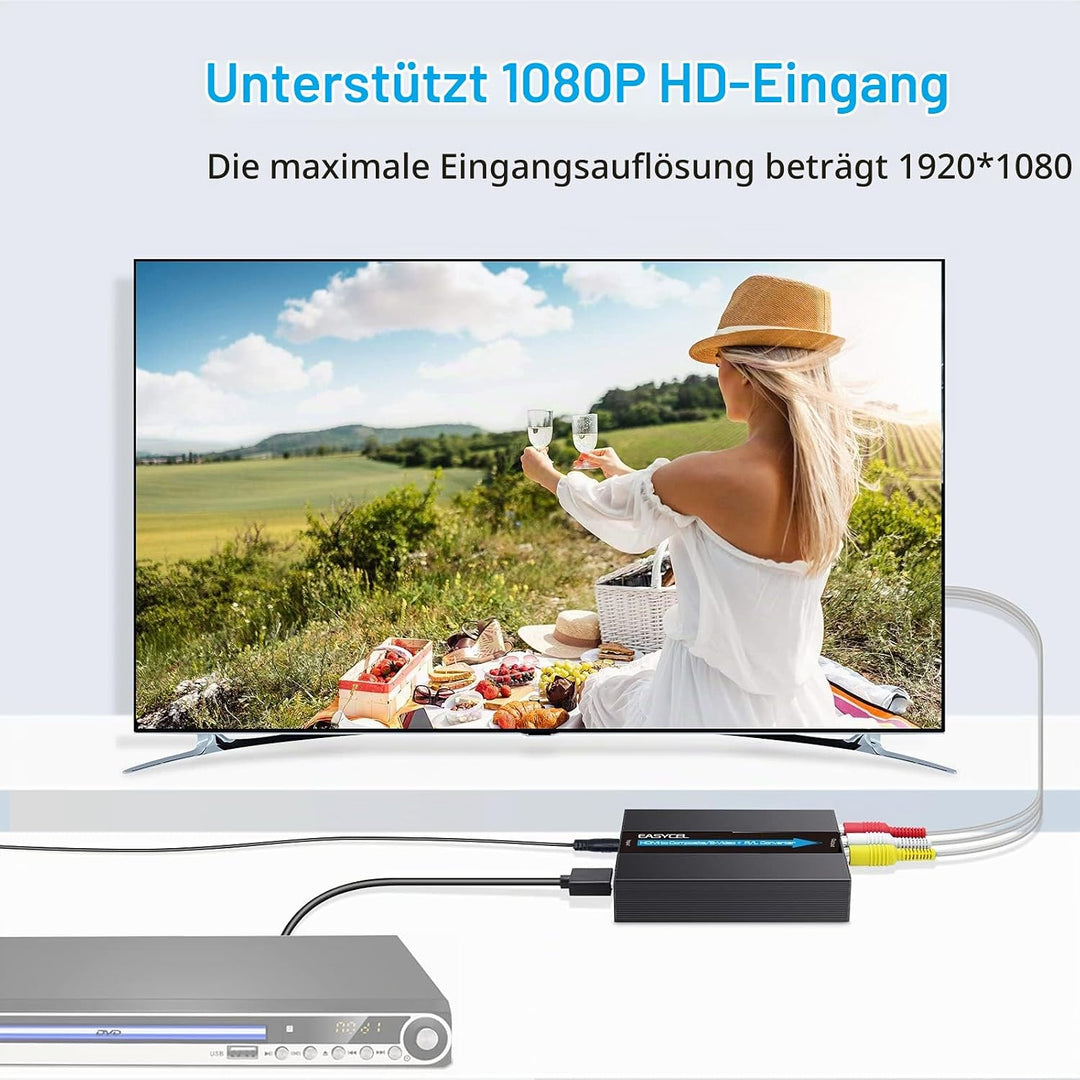 EASYCEL HDMI auf S-Video RCA Konverter mit S-Video und RCA Kabel, HDMI zu Svideo RCA Adapter, HDMI z