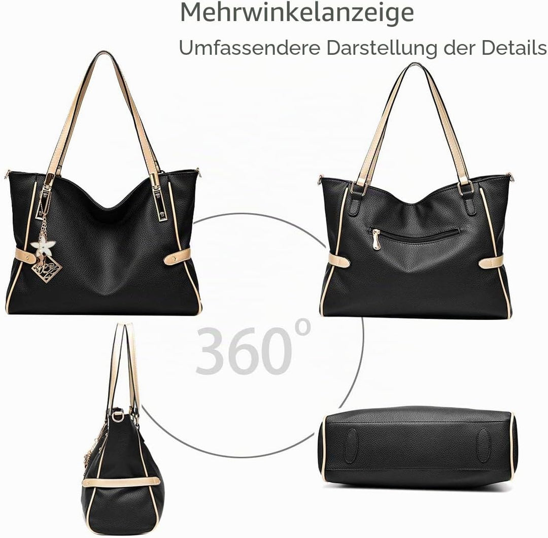 Nicole&amp;Doris Neue Handtasche Damen Schultertasche Henkeltaschen für Frauen Tasche Messenger Bag Blac