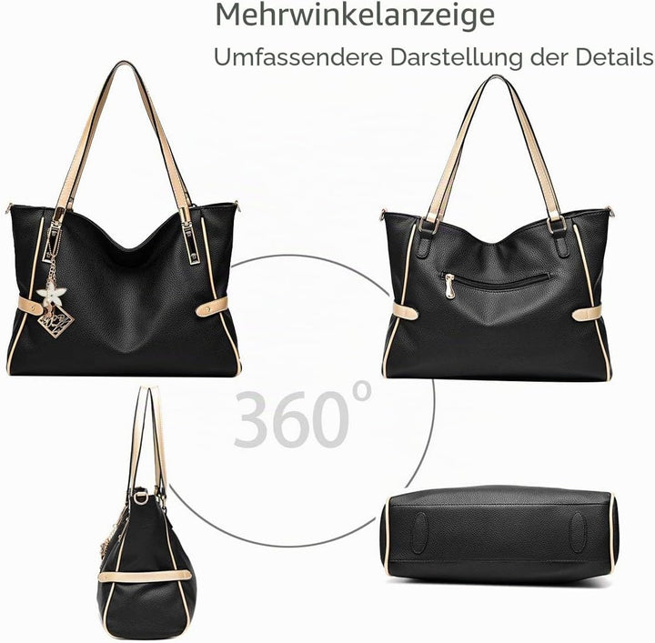 Nicole&amp;Doris Neue Handtasche Damen Schultertasche Henkeltaschen für Frauen Tasche Messenger Bag Blac