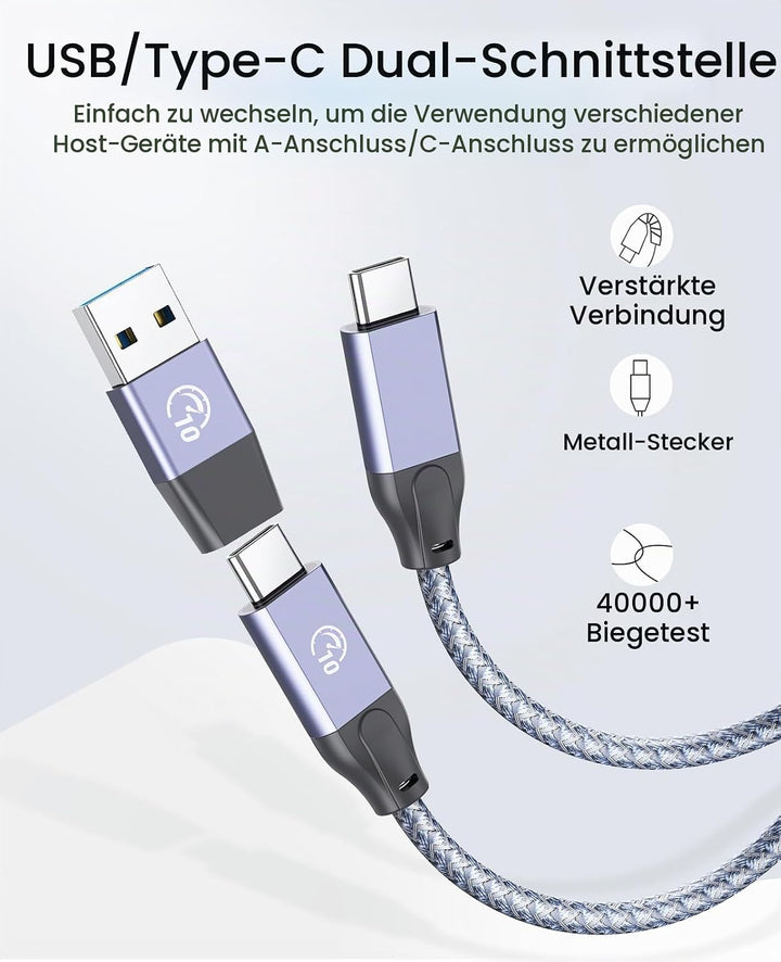 USB C Hub, ORICO USB 3.2 Gen 2 Hub, USB Verteiler 7 Port mit 10Gbps High Speed Datenübertragung, Alu