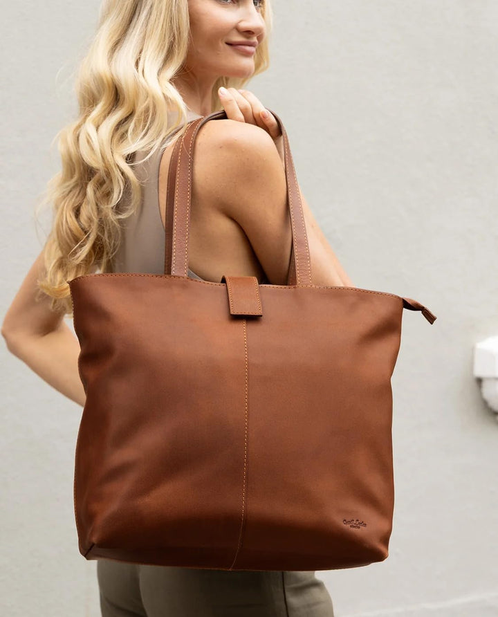 Gusti Shopper Leder - Alexandra Handtasche Damen Arbeitstasche Leder Braun, Braun