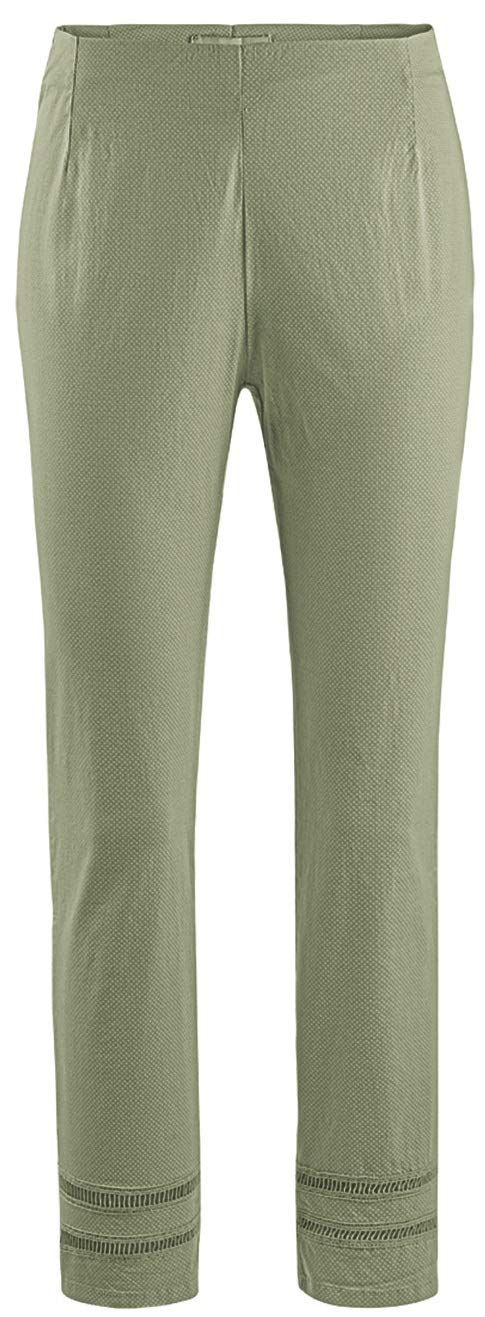 Stehmann, Capri Hose im Minimaldruck mit Hohlsaumstickerei 36 Vetiver, 36 Vetiver