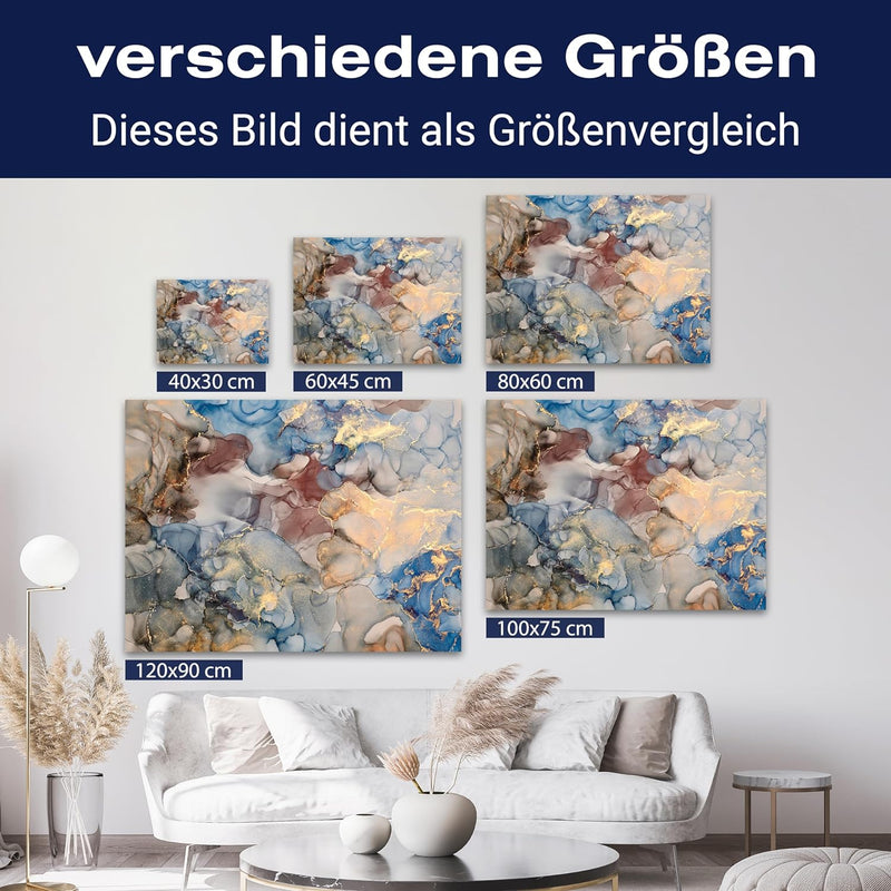 wandmotiv24 Leinwand-Bilder Natur-Stein, Grösse 60x45cm, Querformat, bunter Marmor mit Gold, Dekoste