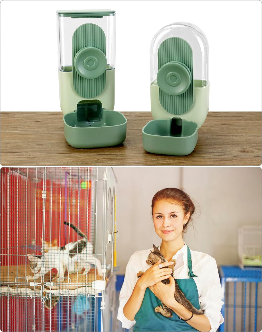 QWORK® Futterautomat für Kleine Haustiere, Automatisch Futterspender 870ml und Wasserspender 800ml f