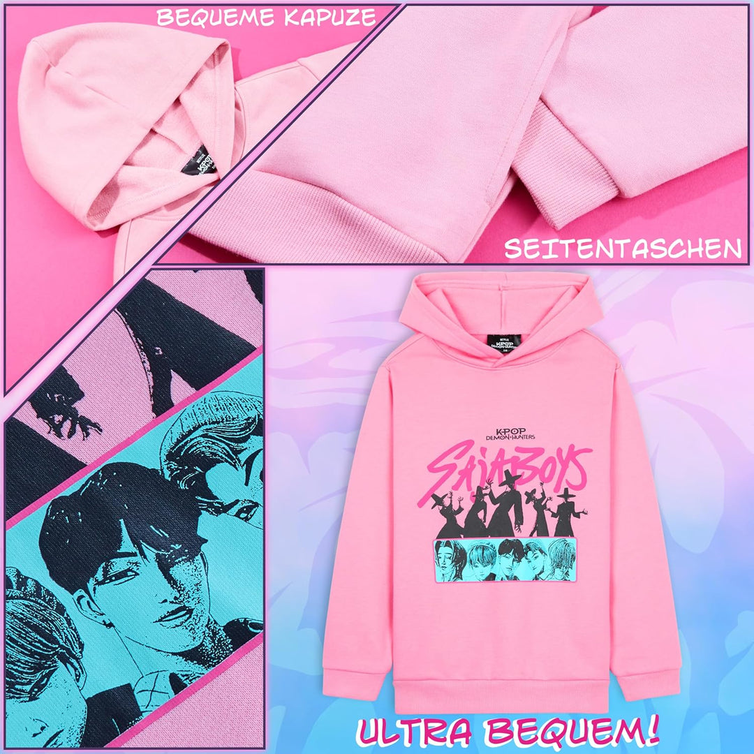 Offiziell Hoodie Mädchen & Teenager, Taschen Fleece Pullover, Anime Demon Hunter Merch, Kinder Gesch