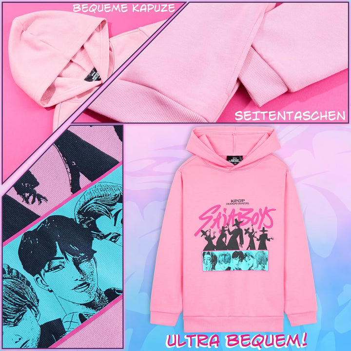 Offiziell Hoodie Mädchen & Teenager, Taschen Fleece Pullover, Anime Demon Hunter Merch, Kinder Gesch