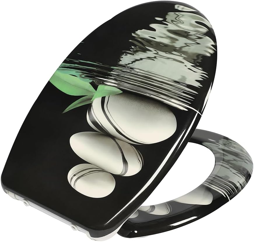 Duroplast-Toilettensitz, O-förmiger Toilettendeckel mit Soft-Close-Mechanismus, Edelstahlscharnier,