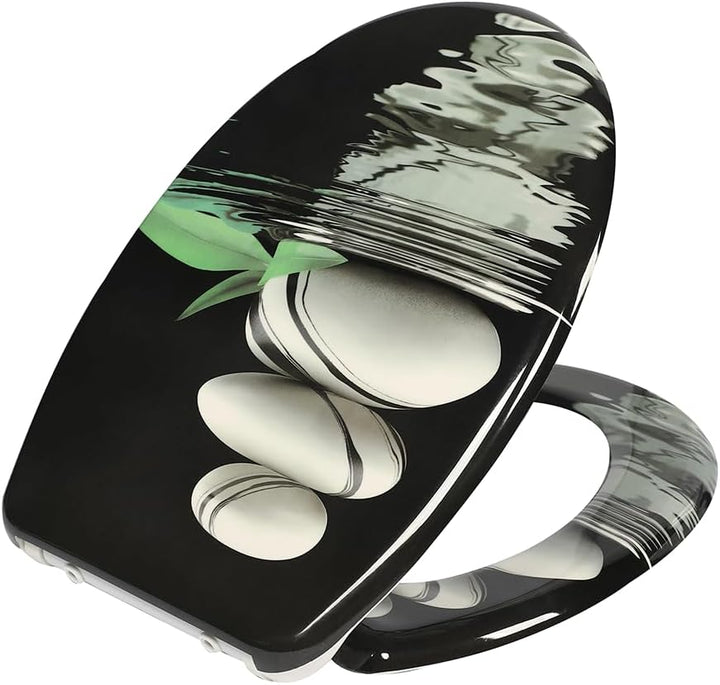 Duroplast-Toilettensitz, O-förmiger Toilettendeckel mit Soft-Close-Mechanismus, Edelstahlscharnier,