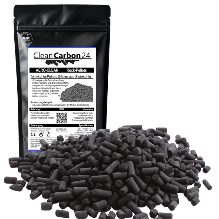 10 Liter Aktivkohle Pellets Ø4mm, aus Steinkohle zur Luftreinigung (AERO-CLEAN Rock-Pellets) [Energi