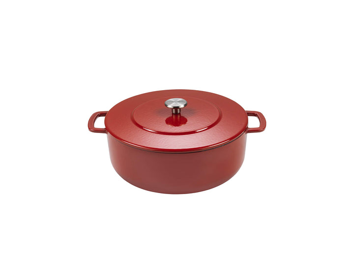 Combekk Gusseisen Topf, Dutch Oven, 100% Recycet, 28cm 6.8L, Für alle Herdarten, Rot Rot 28, Rot 28