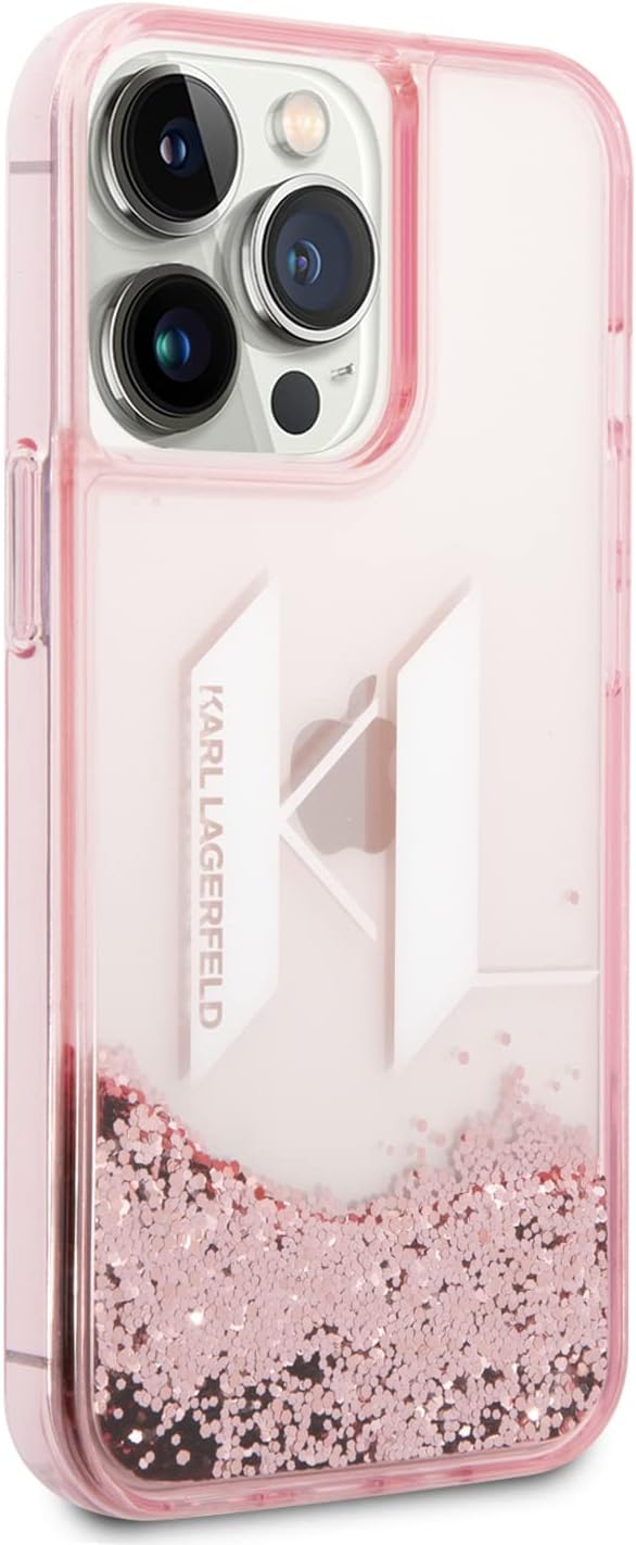Karl Lagerfeld KLHCP14LLBKLCP Hülle für iPhone 14 Pro 6,1" rosa/pink hardcase Liquid Glitter Big KL