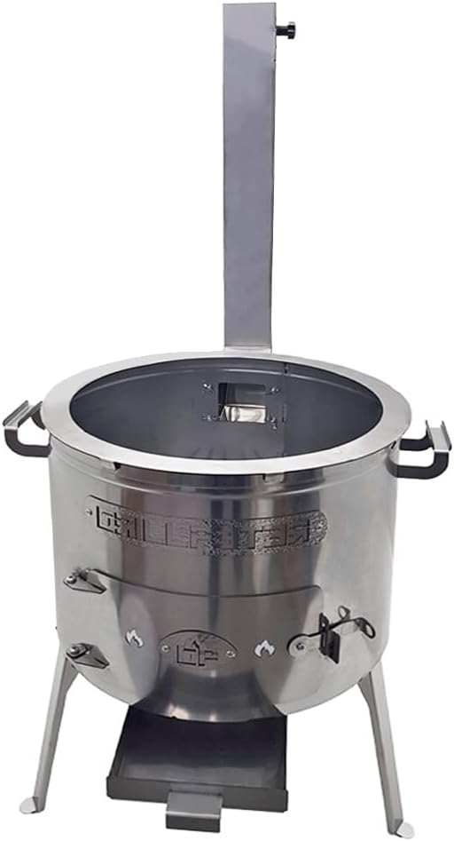 Grillpeter Utschak Timur Edelstahl 2mm mit Abzugsrohr Feuerofen für Kazan 12-22 Liter Uchag D45 cm