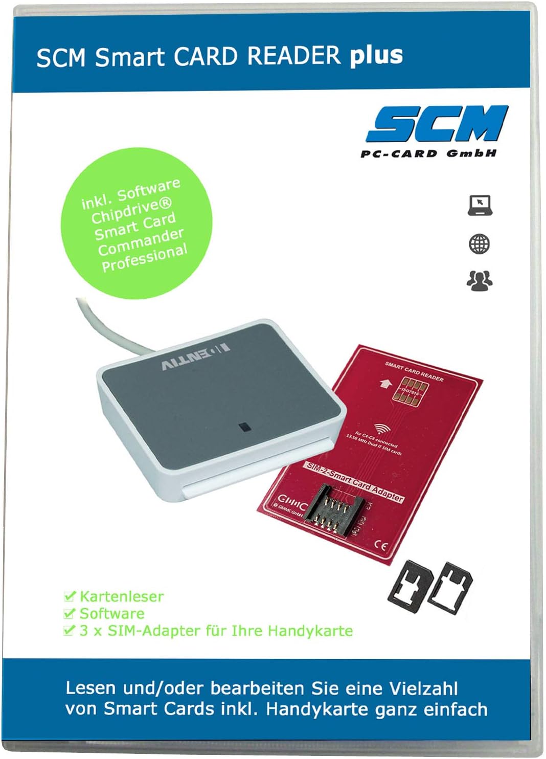 SCM Smart Card Reader Plus – uTrust 2700 R inklusive Software zum lesen der SIM Karte/SIM Leser inkl