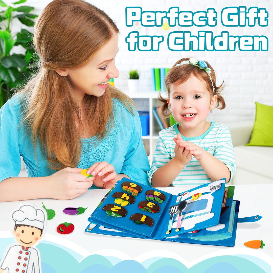 Adena Montessori Busy Book ab 3 Jahre ‒ Beruf Stoffbuch aus Filz mit 10 Seiten für Flugzeug Autofahr
