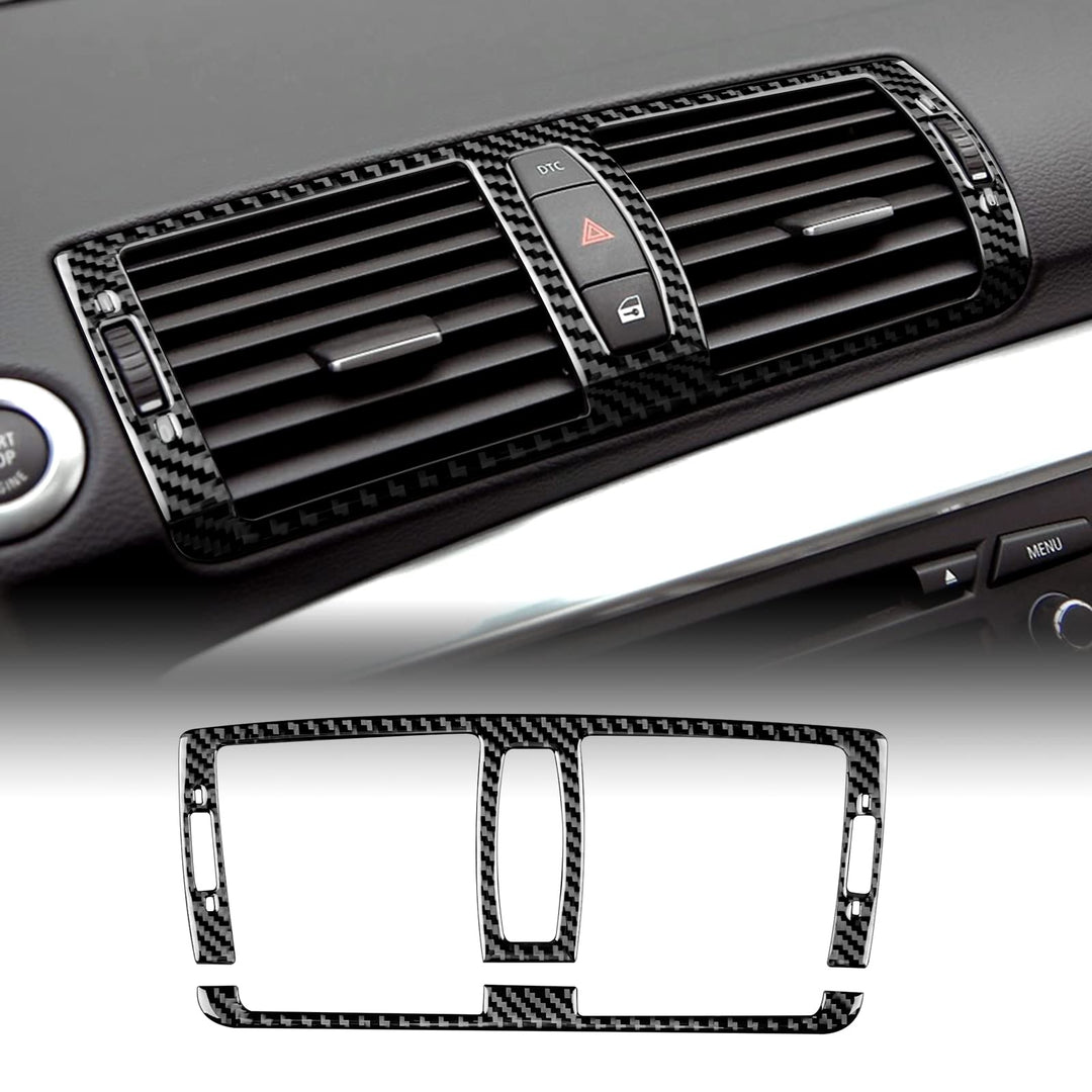 KUNGKIC Auto Zentralsteuerung Luftauslassrahmen Entlüftung Panel Kohlefaser Aufkleber Dekorative Inn