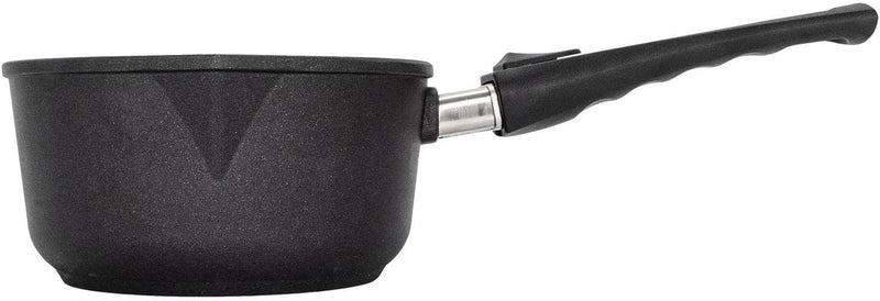 Eurolux Guss-Milchtopf Induktion Ø 18 cm Abnehmbarer Griff - Kleiner Stieltopf Aluguss mit Beschicht