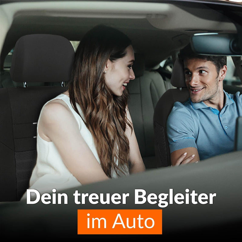 Upgrade4cars Auto-Sitzbezüge Grau Schwarz | Auto-Schonbezüge Set für Vordersitze & Rückbank | Auto-S