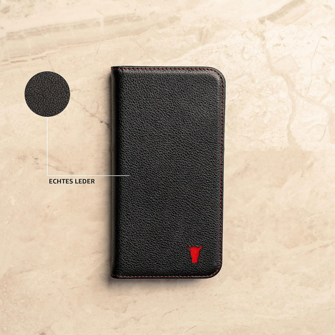 TORRO Hülle kompatibel mit iPhone XR– Premium Leder Hülle mit Standfunktion und Kartenfächern (Schwa