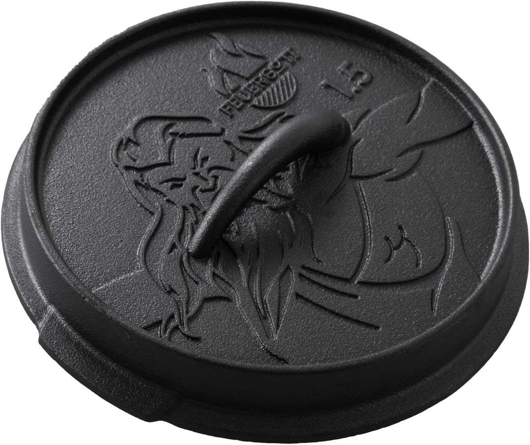 Dutch Oven Gusseisen 1,5 Liter ohne Füsse – Schmortopf, Bräter mit Deckel für Grill, Lagerfeuer, BBQ