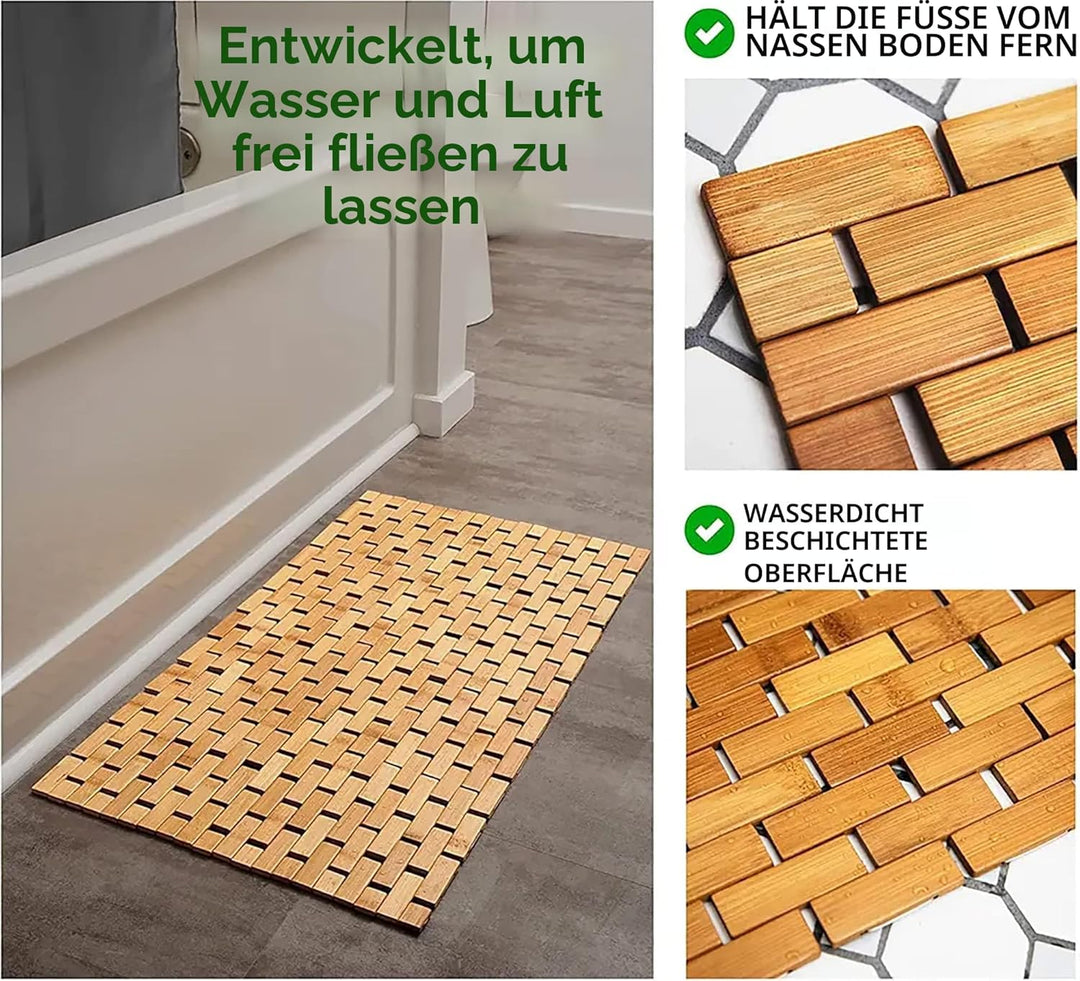 CHILL HOUSE Bambusmatte 60 x 40 cm. Bambusteppich Antibakteriell Und Elegant, Badteppich rutschfest