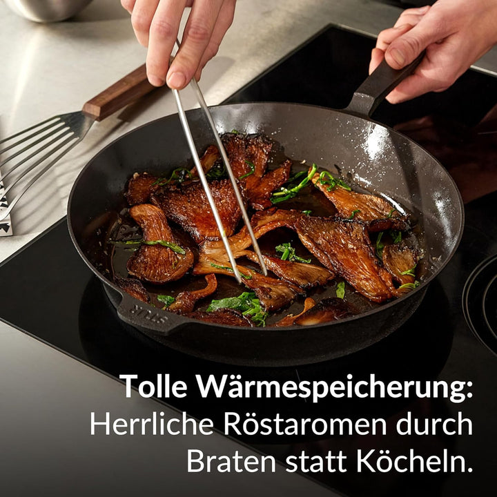 STUR - ORIGINAL Gusseisenpfanne Induktion 24 cm - Cast Iron Pan für alle Herdarten - Pfanne Gusseise