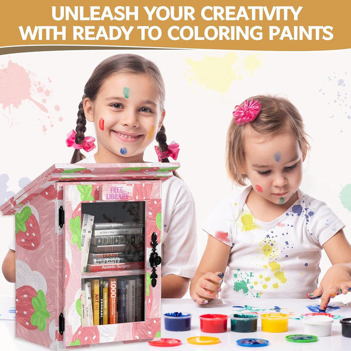 MSFE Kinderregal Bücherregal, Doppelte Kleine Bibliothek Box für Draussen mit Regal, Hängeregal DIY-