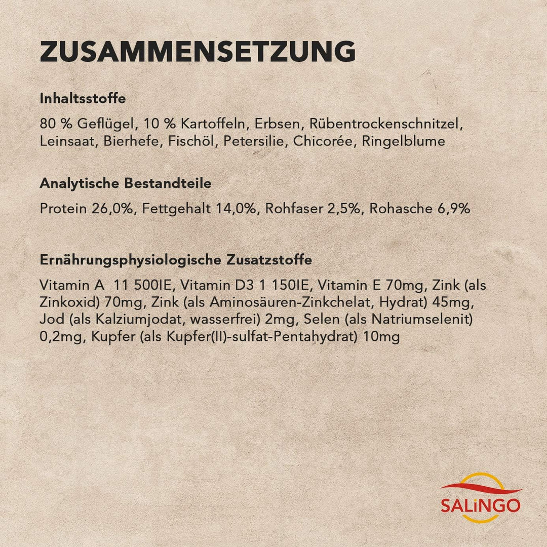 SALiNGO Hundefutter Trockenfutter Junior für Welpen und Junge Hunde, Geflügel mit Kartoffel, getreid