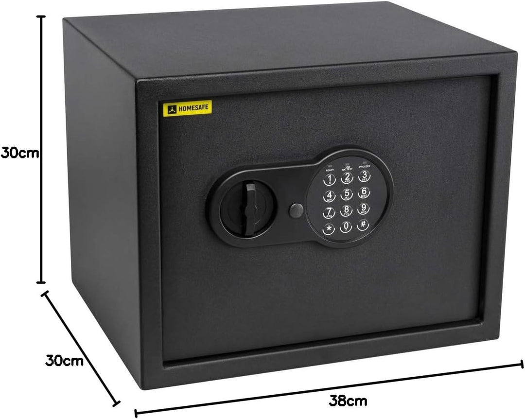 HomeSafe HV30E Möbeltresor mit Elektronikschloss, 30x38x30cm (HxBxT), Digitaler Tresor für Zuhause,
