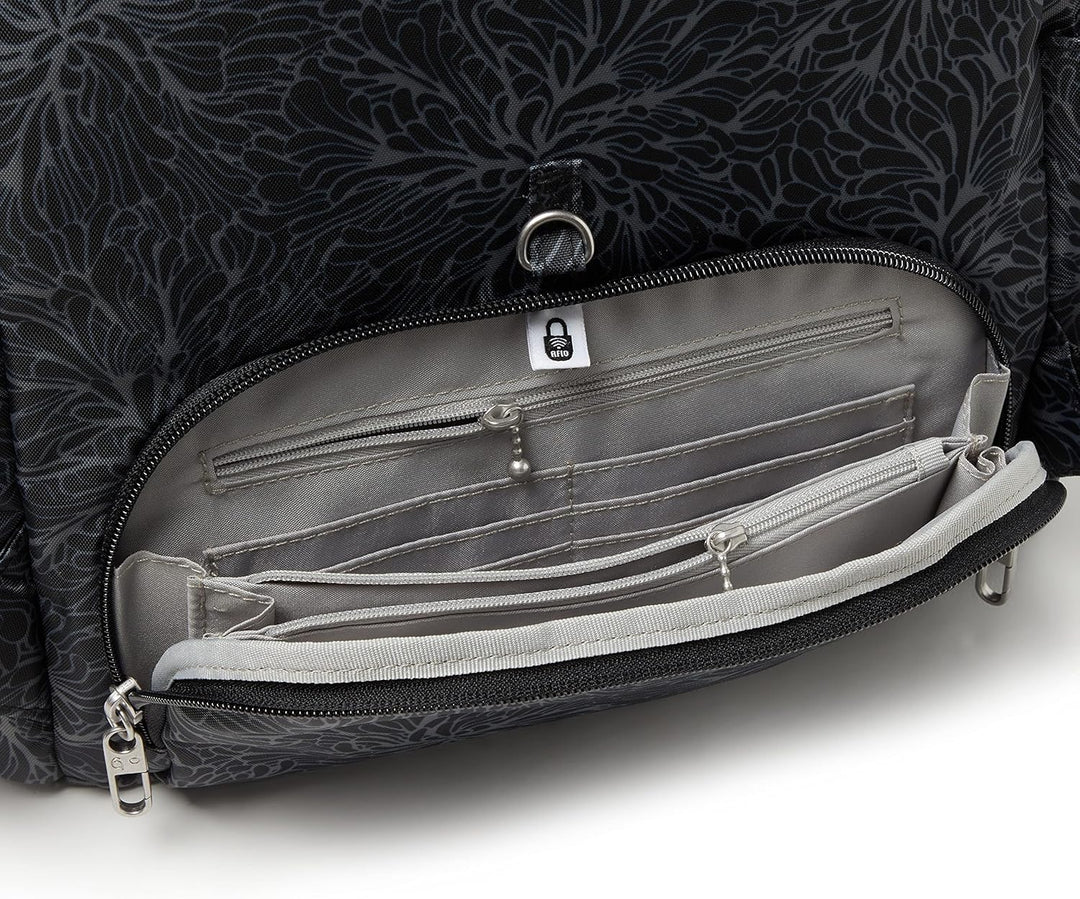 Baggallini Damen Securtex Anti-Diebstahl-Urlaubsrucksack Einheitsgrösse Midnight Blossom, Einheitsgr