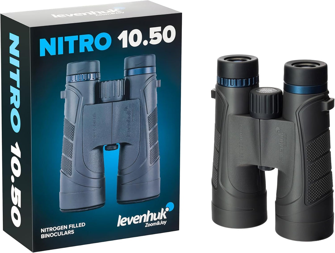 Levenhuk Nitro 10x50 Leistungsstarkes, Leichtes Feldfernglas für Erwachsene | Wasserdicht, mit Tasch