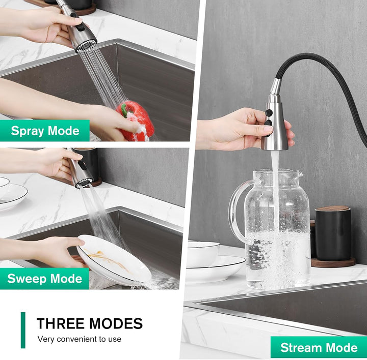 CREA Touch Sensor Wasserhahn Armatur Küche Ausziehbar, Küchenarmatur mit Brause Zwei Wasserstrahlart