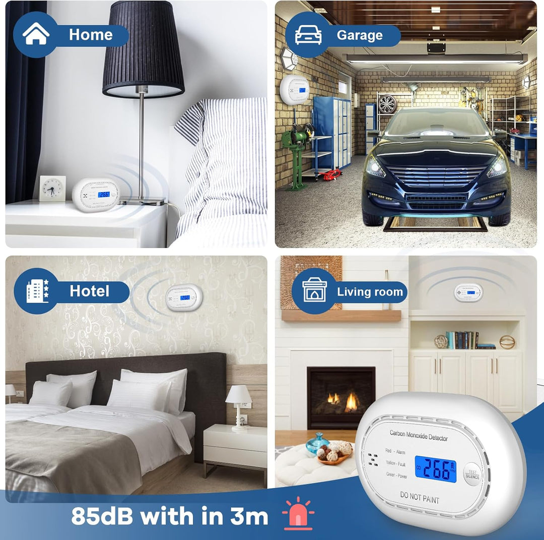 XINDUM Kohlenmonoxidmelder 10 Jahre Batterie, CO Melder Kohlenmonoxid Melder mit LCD-Digitalanzeige,