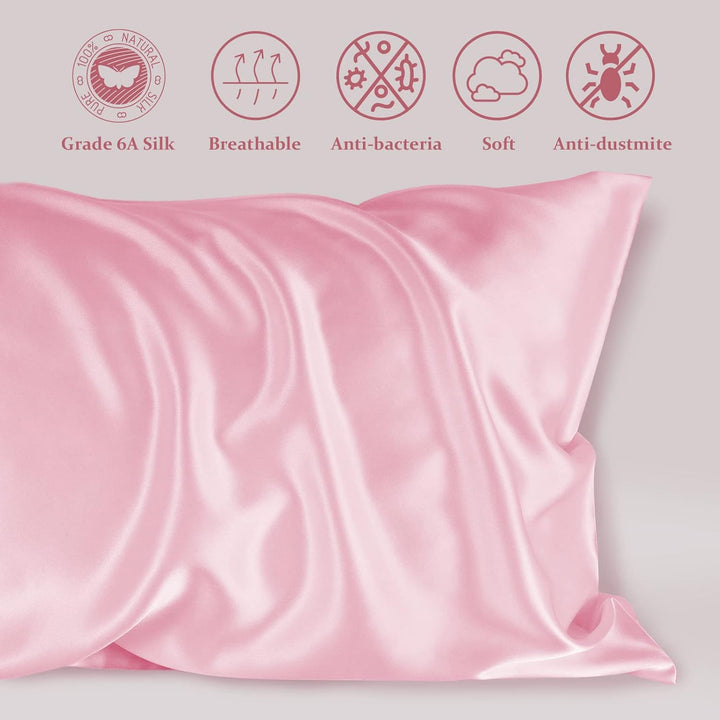 LULUSILK Kissenbezug für Haare und Haut, 100 % reine Seide, 16 Momme mit verdecktem Reissverschluss,