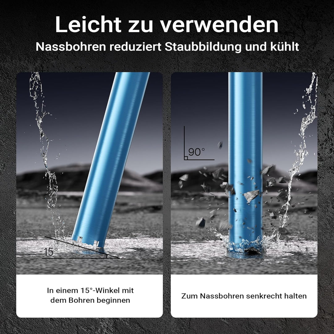 Wiltec Diamantbohrkrone Typ 1 (Shark) Ø 67 mm, Bohrkrone 450 mm, 1¼ UNC Nassbohrkrone, Diamantbohrer