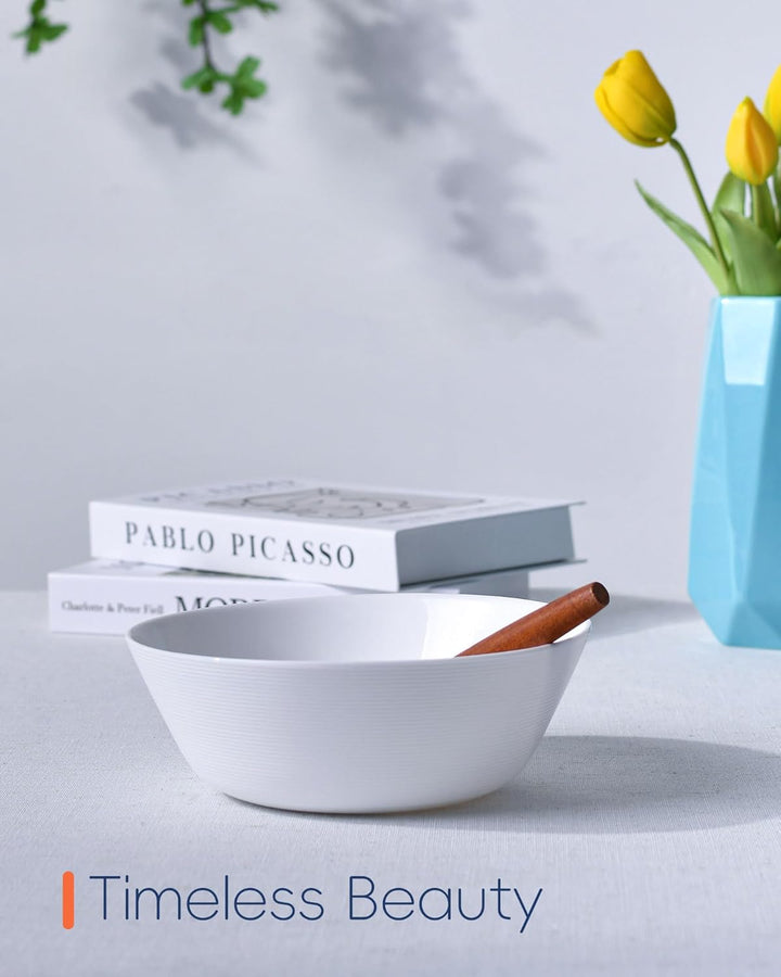 Suppenschalen Set 4-teilig, Opalglas 7,5 Zoll Weiss, Füllmenge: 1124 ml, für Ramen, Nudeln, Salat, O