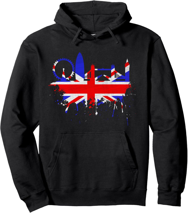 London Skyline Union Jack Flagge GB Ich Liebe England Fahne Pullover Hoodie