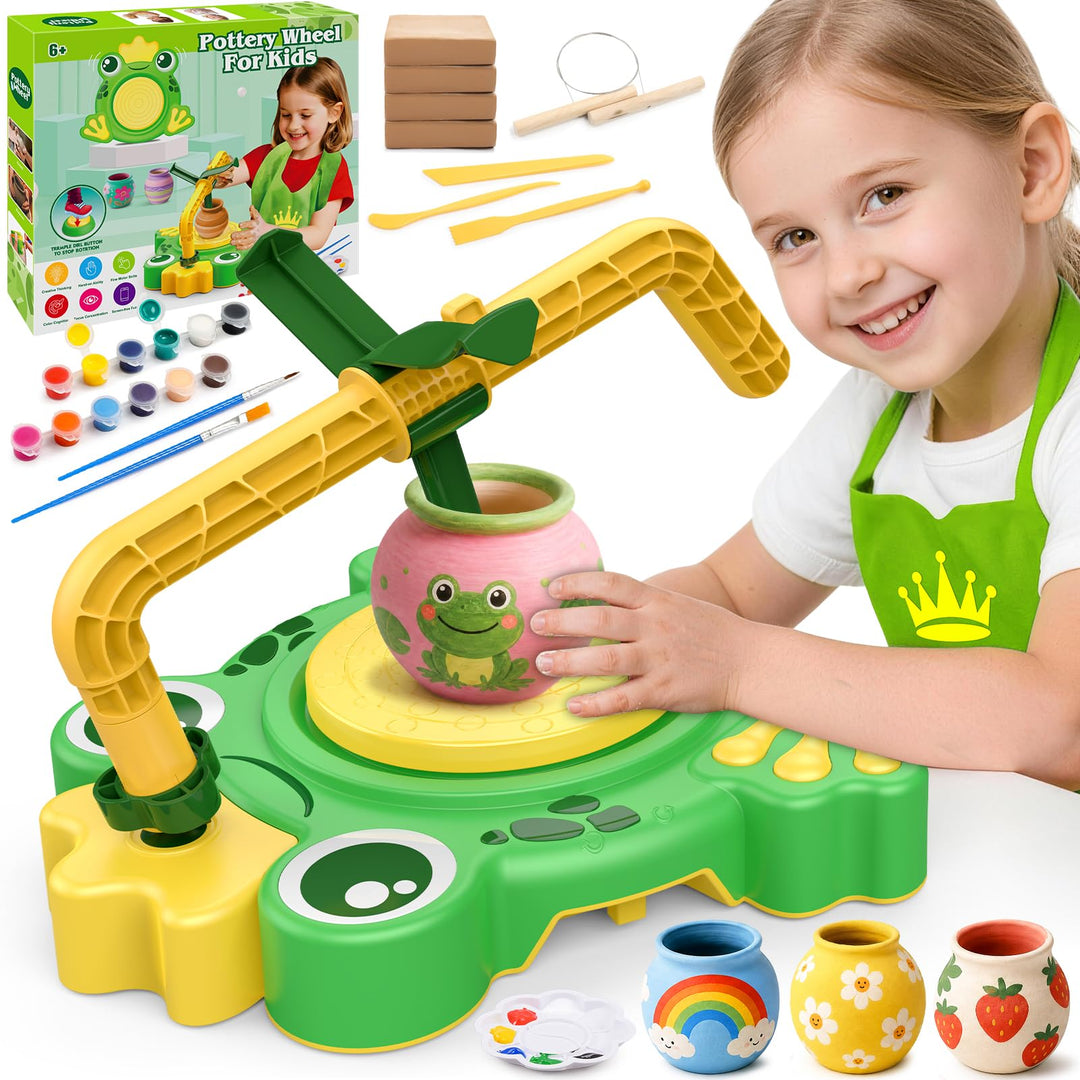 Naxudcoo Töpferscheibe für Kinder 6-12 Jahre, Komplettes Töpfer Set mit 4 Lufttrocknendem Ton und Ma