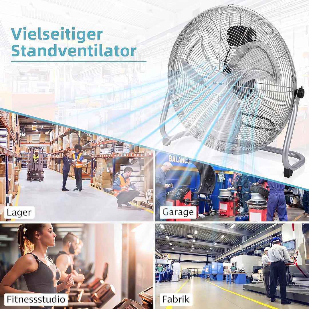 COSTWAY Bodenventilator 57 cm, Standventilator 160W mit 3 Geschwindigkeitsstufen, 145° verstellbare