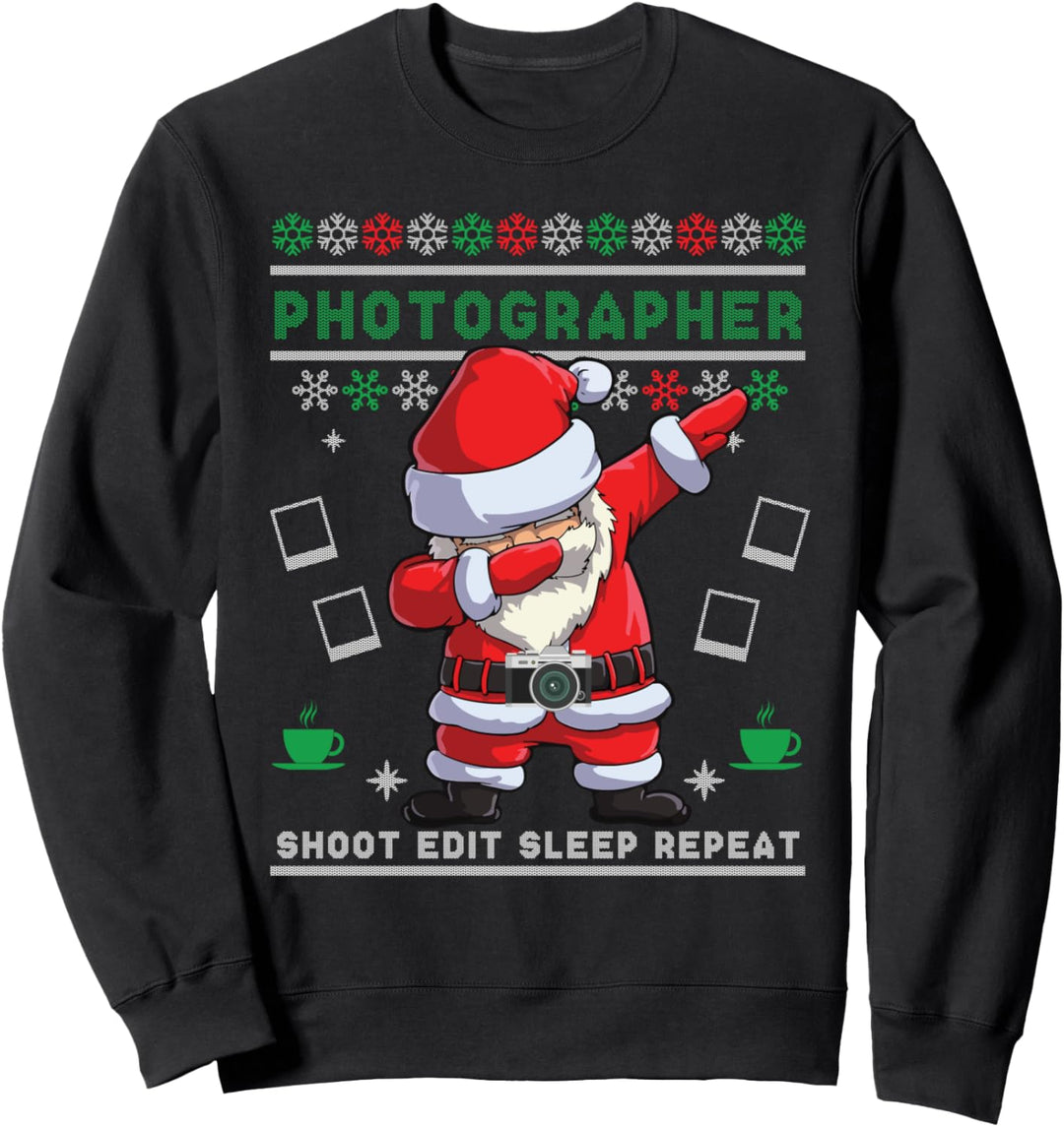 Dabbing Santa Fotograf Weihnachten hässliche Pullover-Kamera Sweatshirt